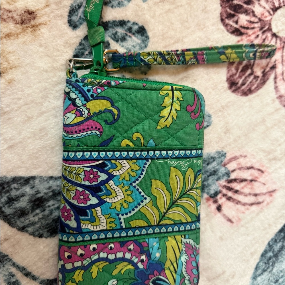 Vera Bradley Vibrant Green Patterned Phone Wristlet
